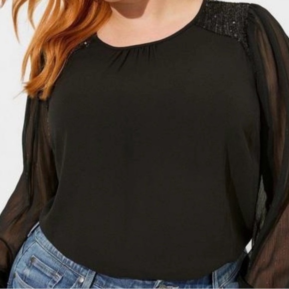 Torrid Georgette with sequin trim blouse - Picture 2 of 3